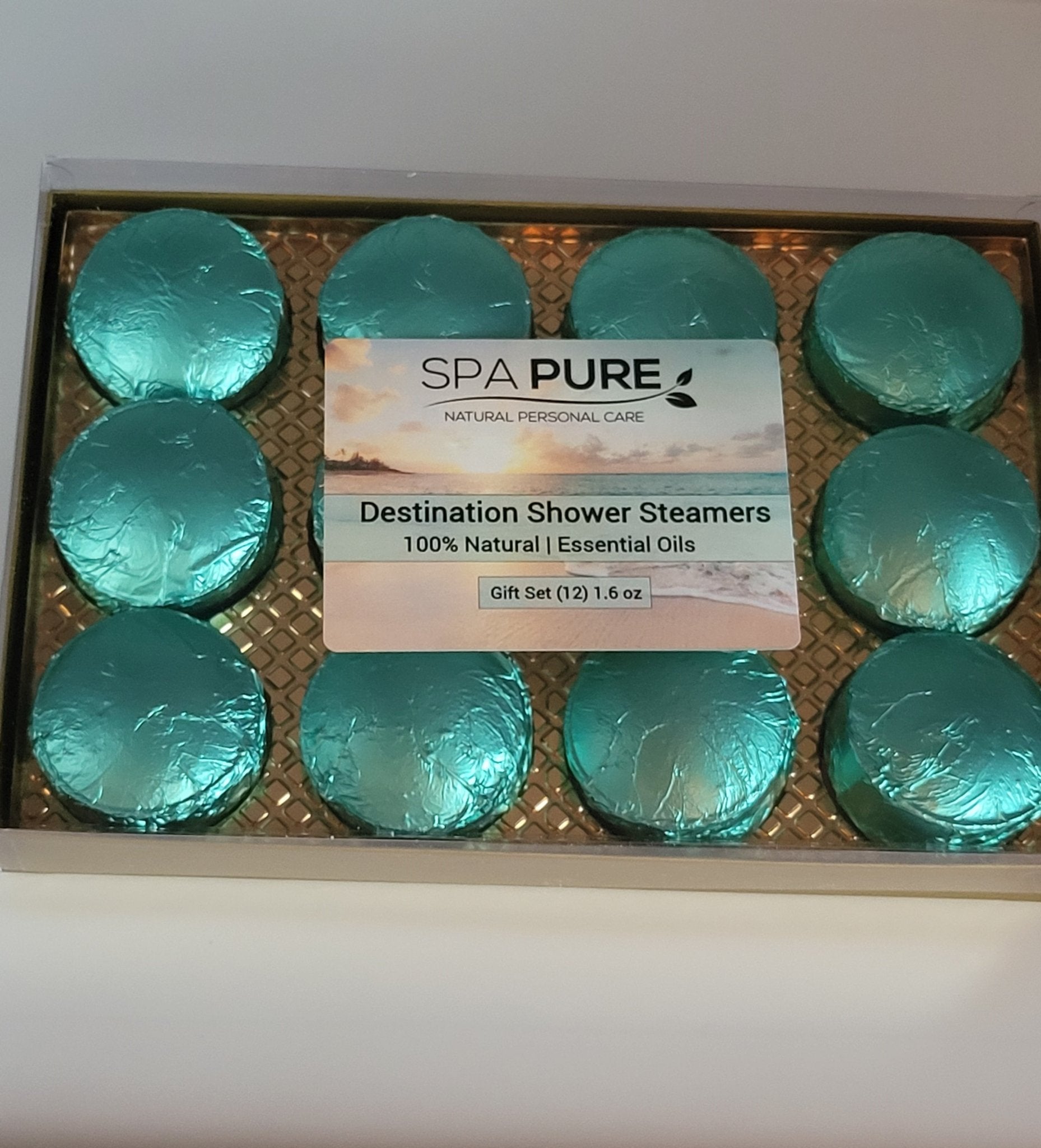 Destination Shower Steamers Gift Set with 12 Aromatherapy Shower Bombs - 100% Essential Oil Blends - fun - summery scents - Che Cose Belle