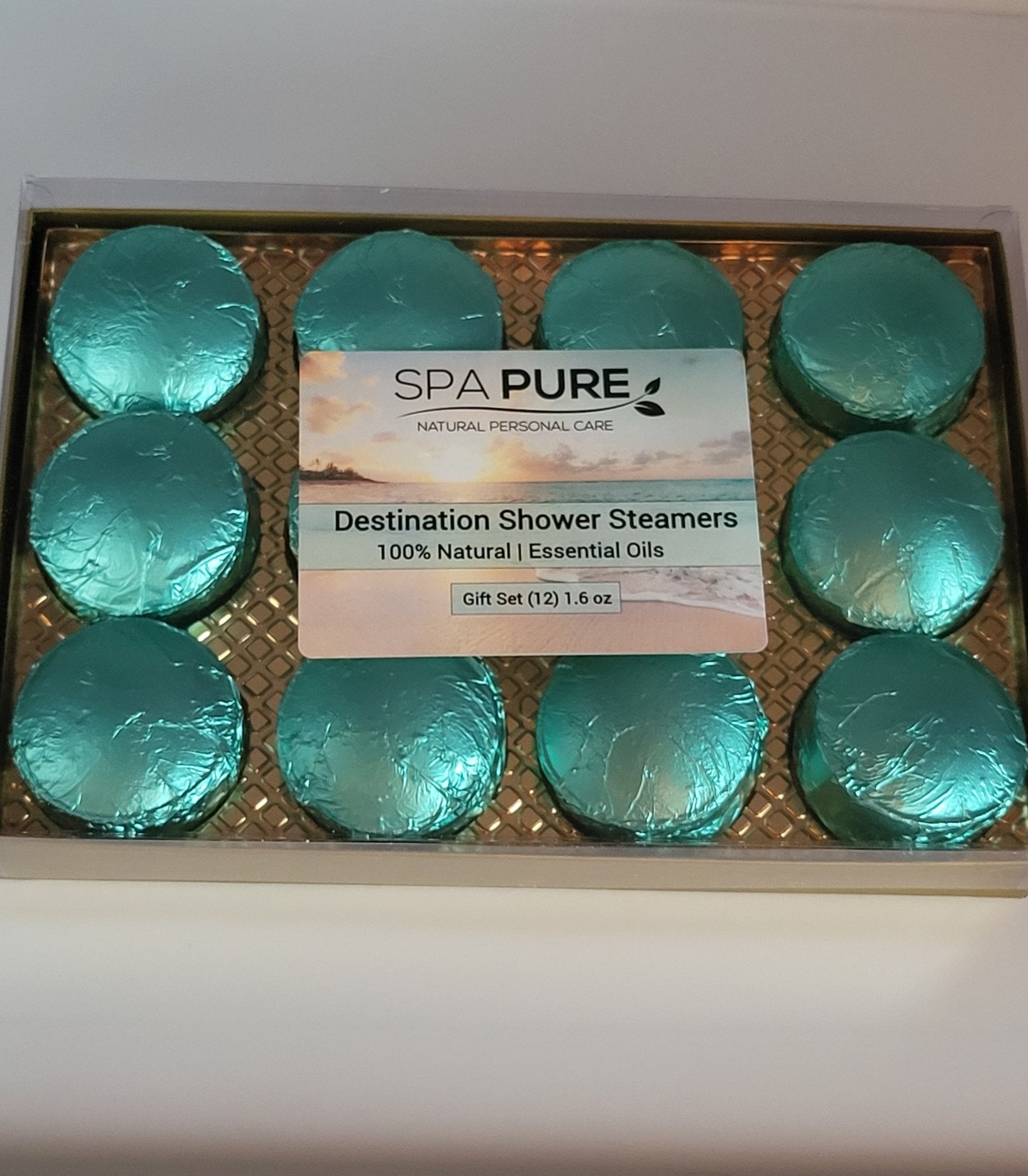 Destination Shower Steamers Gift Set with 12 Aromatherapy Shower Bombs - 100% Essential Oil Blends - fun - summery scents - Che Cose Belle