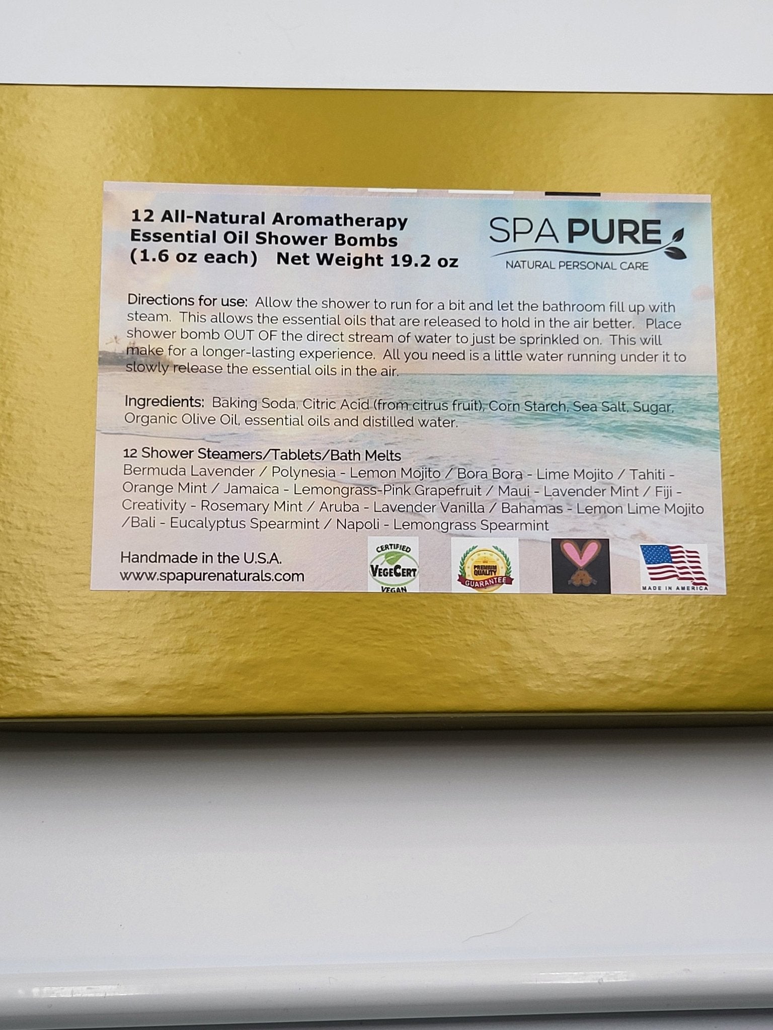 Destination Shower Steamers Gift Set with 12 Aromatherapy Shower Bombs - 100% Essential Oil Blends - fun - summery scents - Che Cose Belle