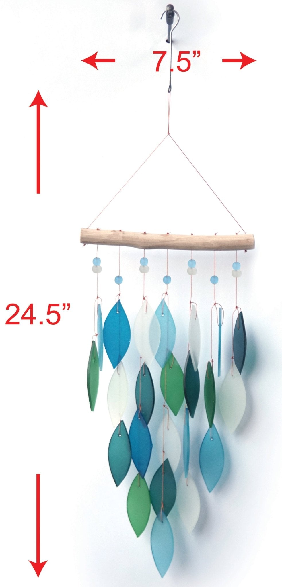 Diamond, Blue Lagoon Sea Glass Wind Chime - Che Cose Belle