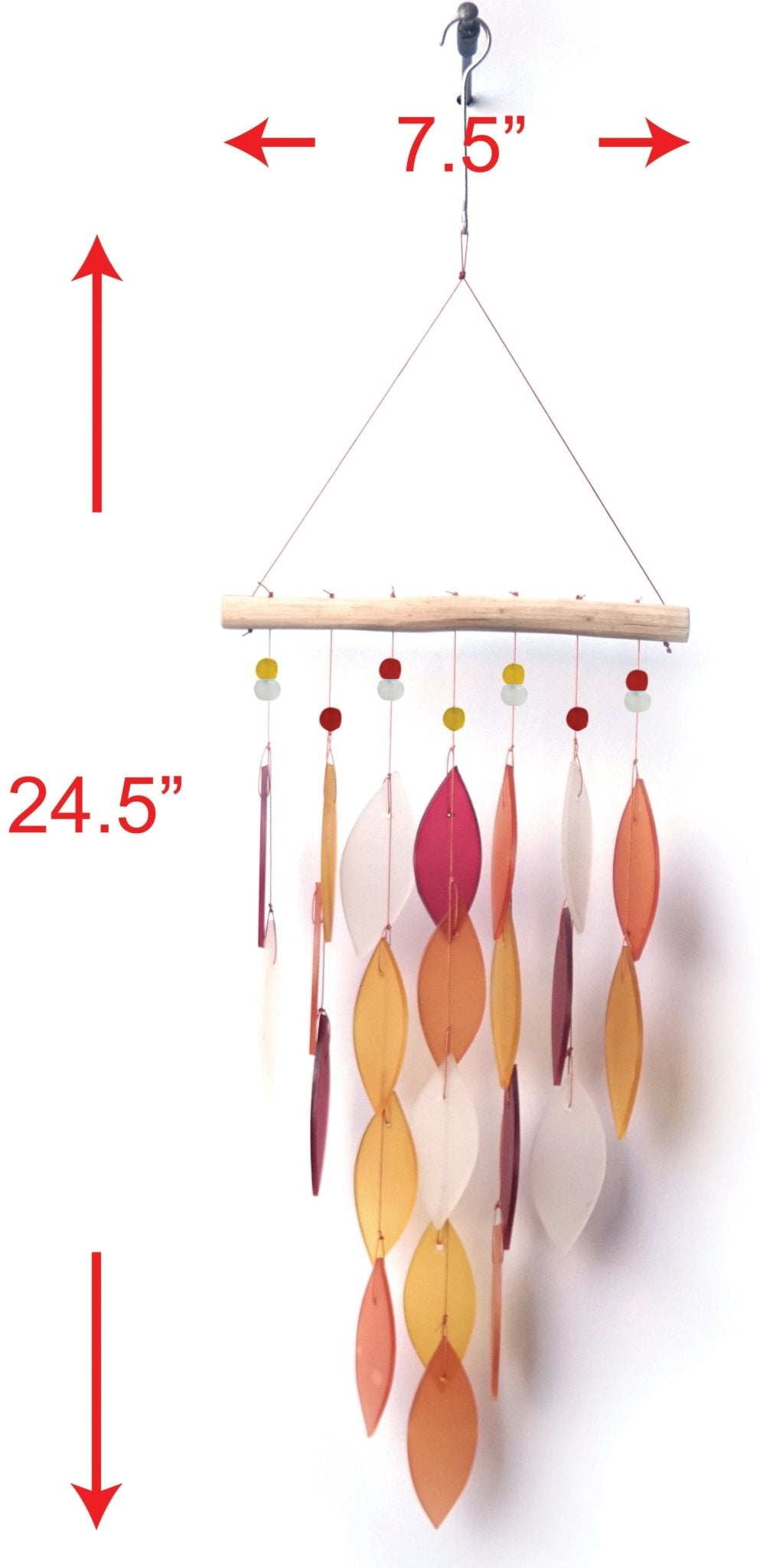 Diamond, Tequila Sunrise Sea Glass Wind Chime - Che Cose Belle