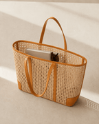 Dian Leather and Rattan Tote Bag - Che Cose Belle