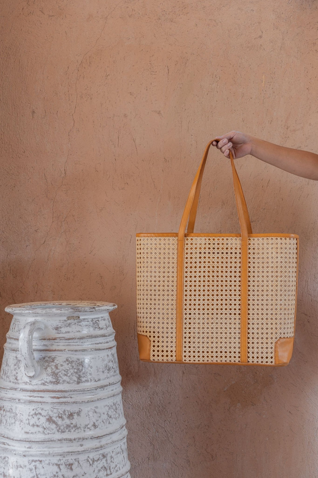 Dian Leather and Rattan Tote Bag - Che Cose Belle