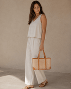 Dian Leather and Rattan Tote Bag - Che Cose Belle