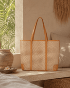 Dian Leather and Rattan Tote Bag - Che Cose Belle
