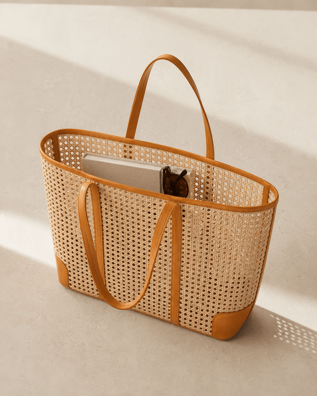 Dian Leather and Rattan Tote Bag - Che Cose Belle