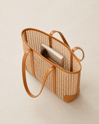 Dian Leather and Rattan Tote Bag - Che Cose Belle