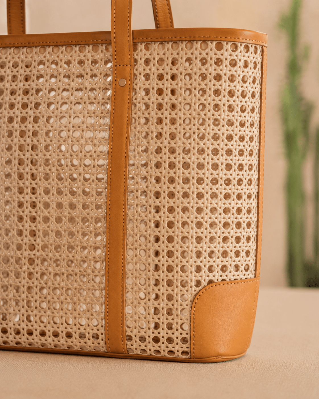 Dian Leather and Rattan Tote Bag - Che Cose Belle