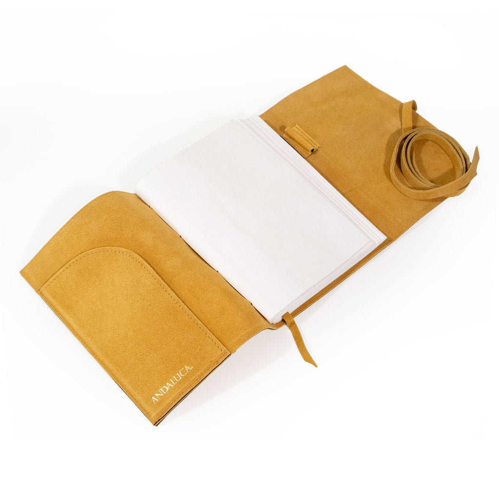 Dijon Yellow Suede Journal w/ Organic Cotton Paper: Large - Che Cose Belle