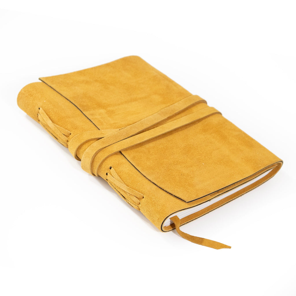 Dijon Yellow Suede Journal w/ Organic Cotton Paper: Large - Che Cose Belle