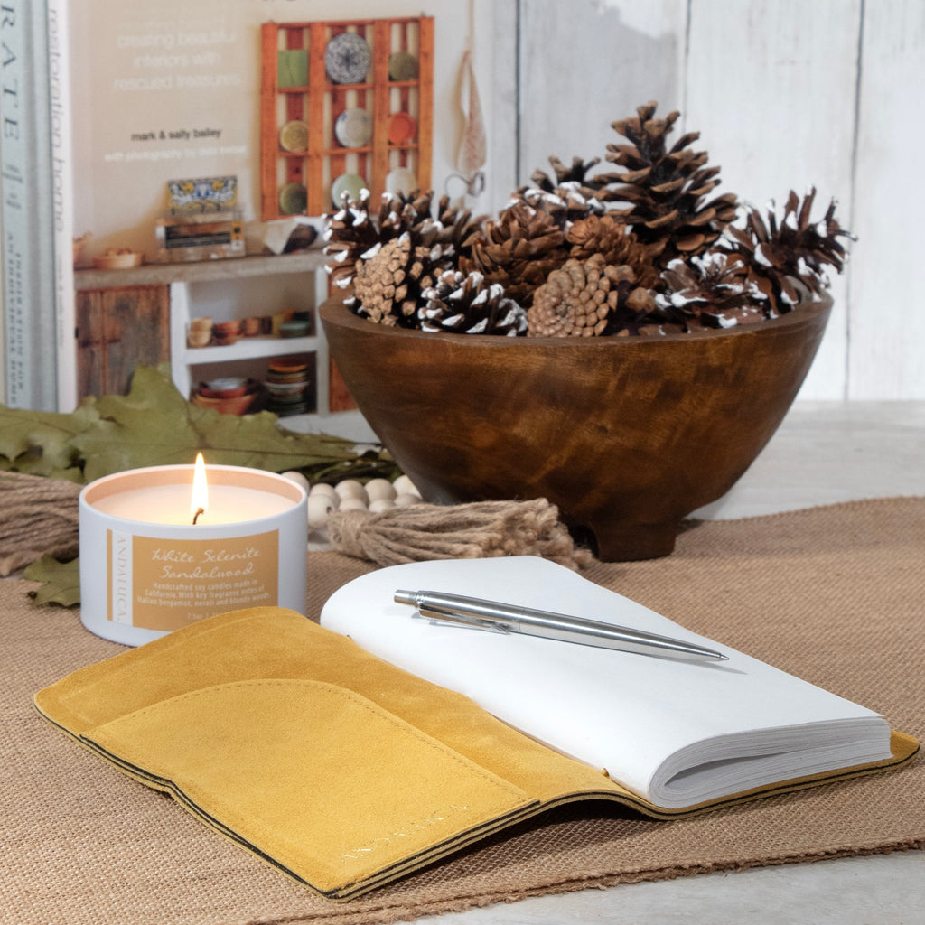 Dijon Yellow Suede Journal W/ Organic Cotton Paper: Small - Che Cose Belle