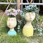DiliComing Face Planter - Pots for Indoor Plants - 11 Inch Tall Planters for Flowers Head Planter with Drainage for Patio Yard Garden Succulent Pots Garden Décor 6 x 6 x 11 Inch - Che Cose Belle
