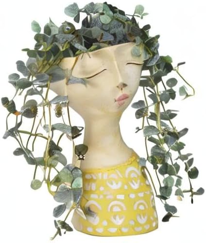 DiliComing Face Planter - Pots for Indoor Plants - 11 Inch Tall Planters for Flowers Head Planter with Drainage for Patio Yard Garden Succulent Pots Garden Décor 6 x 6 x 11 Inch - Che Cose Belle
