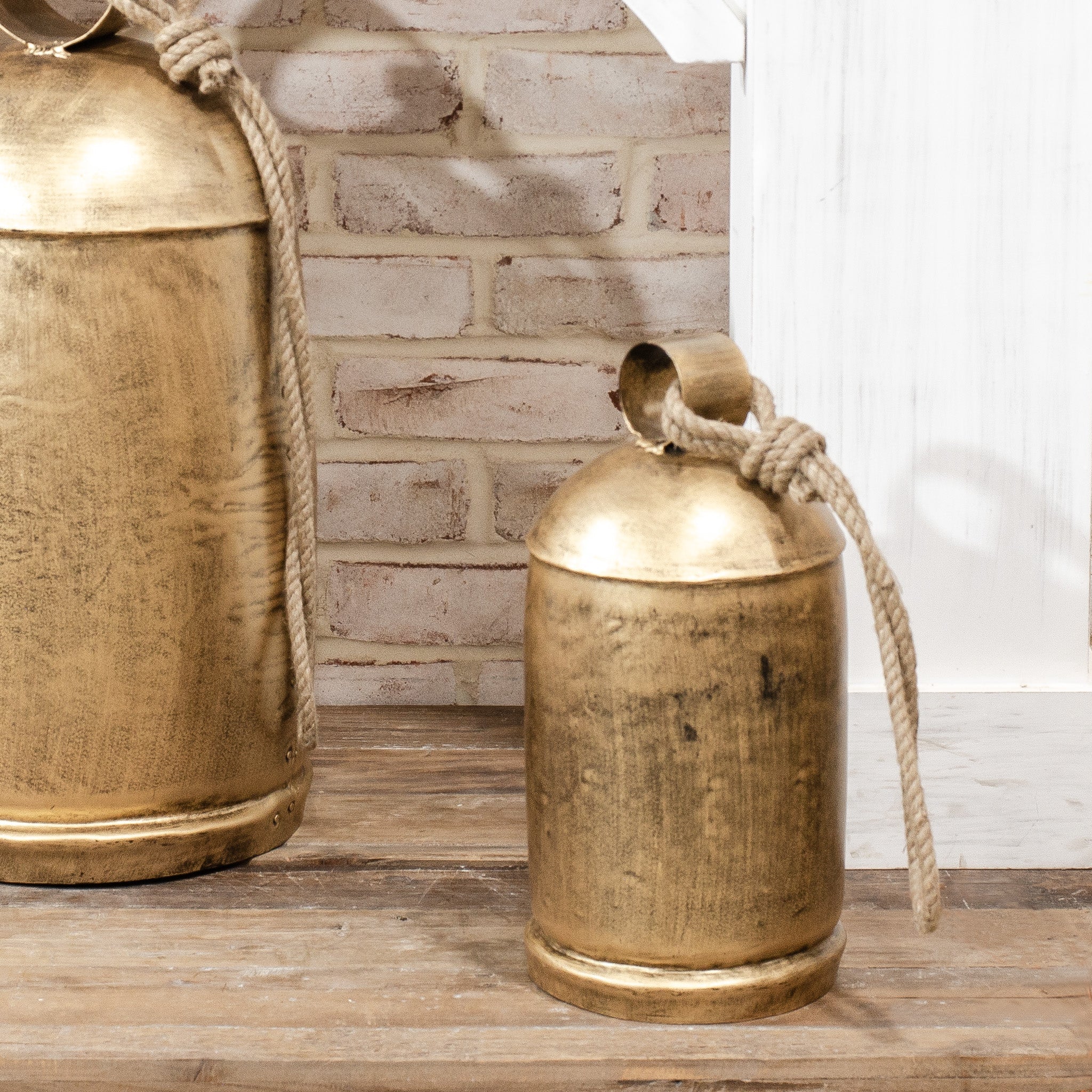 Distressed Gold Bell with Rope Hanger | 2 Sizes - Che Cose Belle