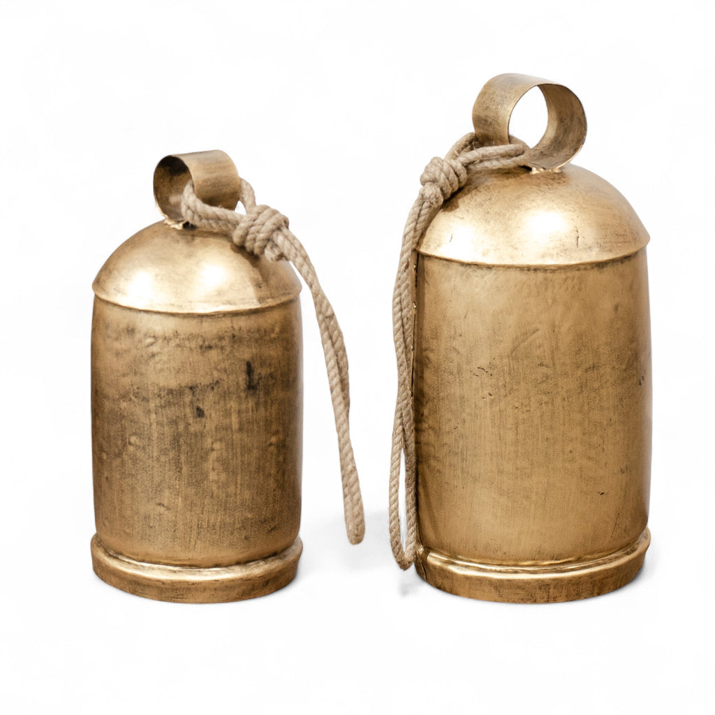 Distressed Gold Bell with Rope Hanger | 2 Sizes - Che Cose Belle