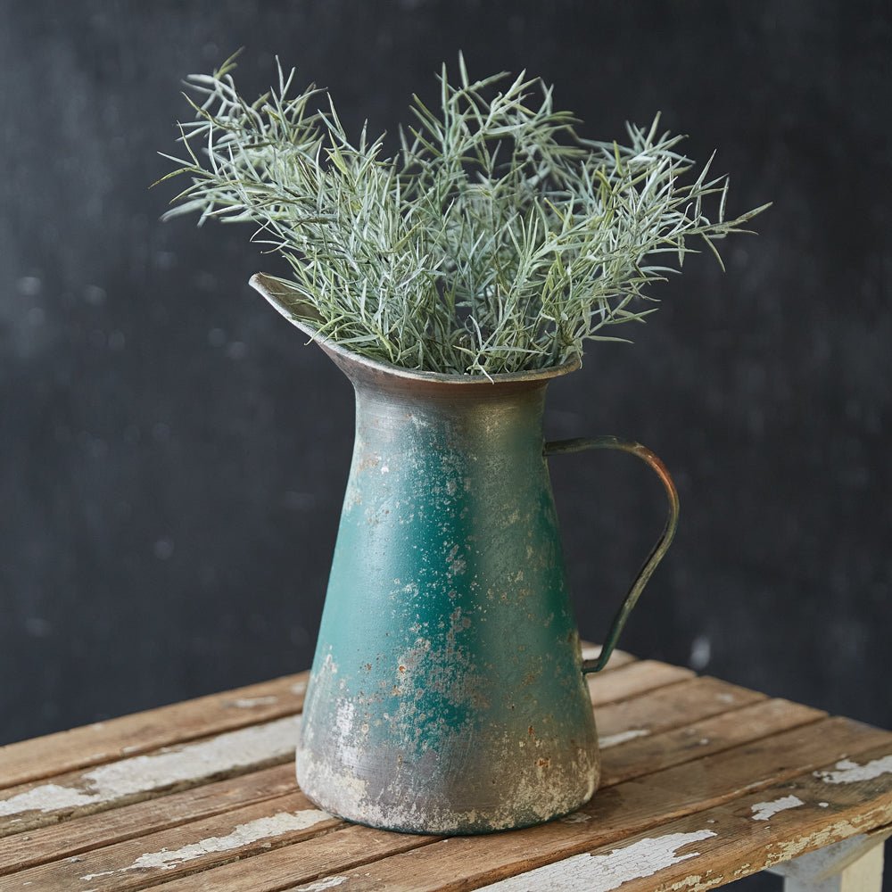 Distressed Green Garden Luster Long Mouth Pitcher - Che Cose Belle