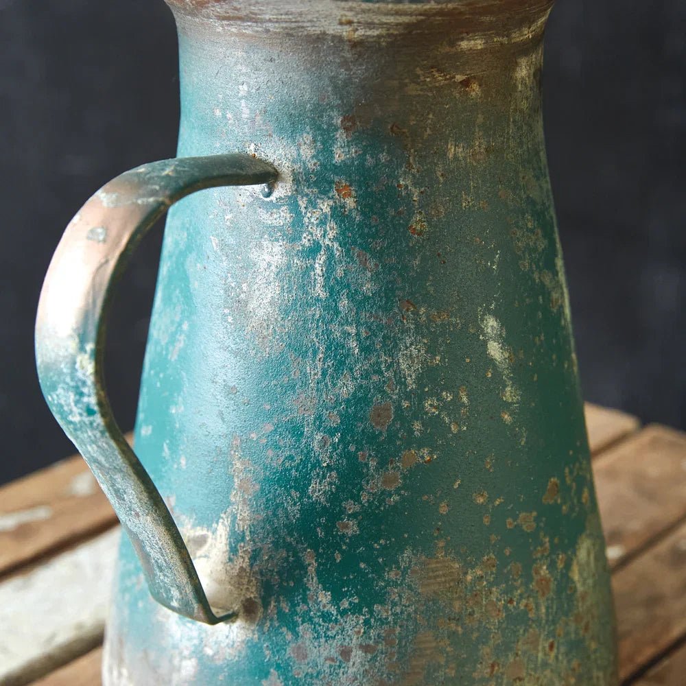 Distressed Green Garden Luster Long Mouth Pitcher - Che Cose Belle