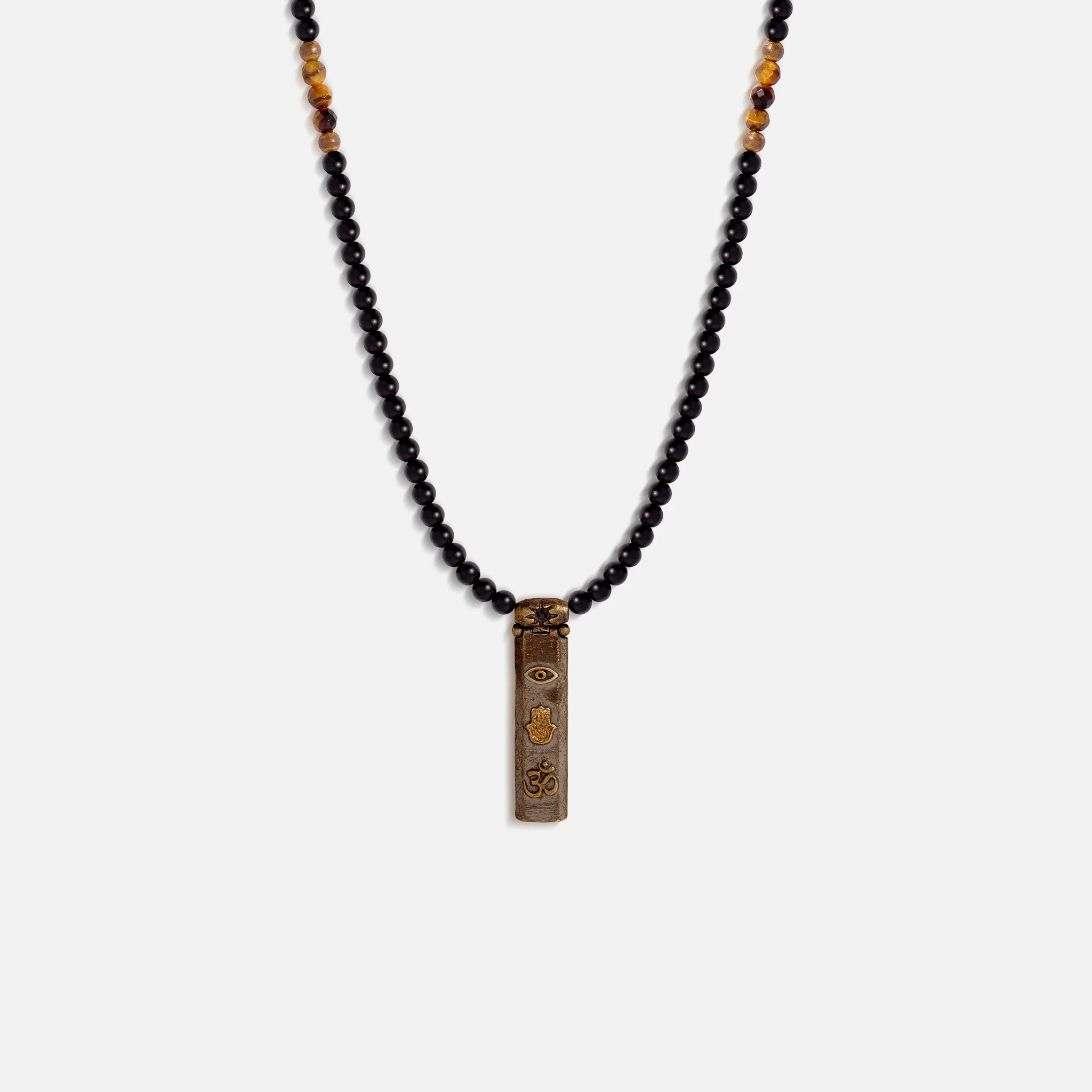 Divine Energy - Onyx Tiger's Eye Triple Protection Necklace - Che Cose Belle