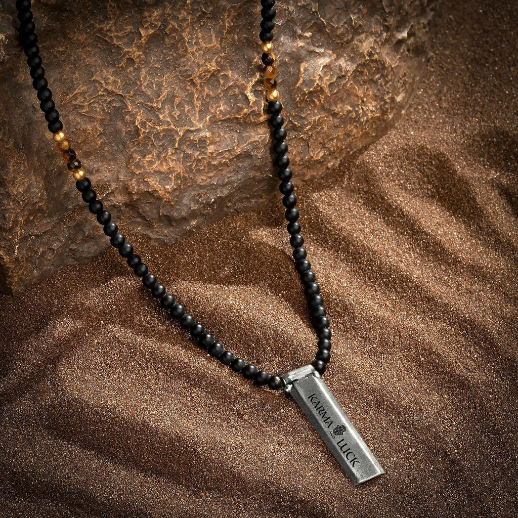 Divine Energy - Onyx Tiger's Eye Triple Protection Necklace - Che Cose Belle