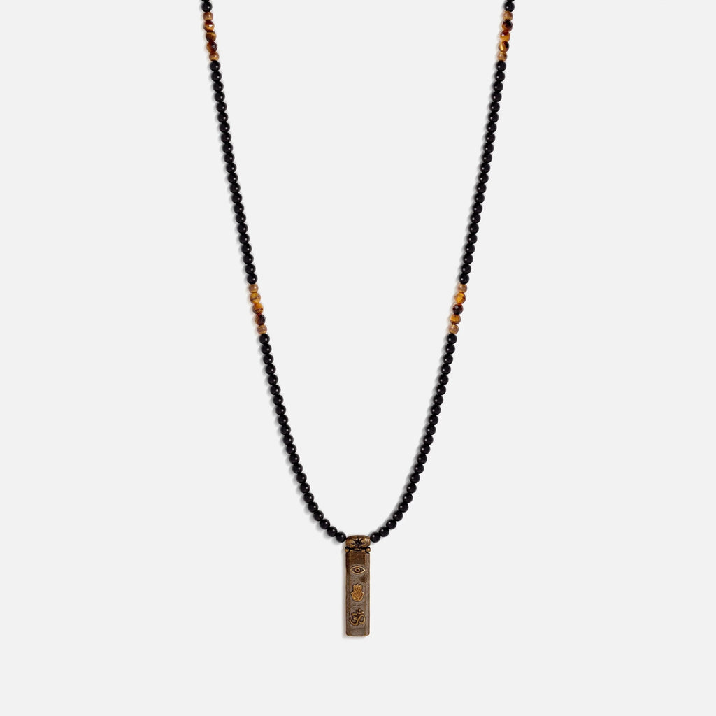 Divine Energy - Onyx Tiger's Eye Triple Protection Necklace - Che Cose Belle