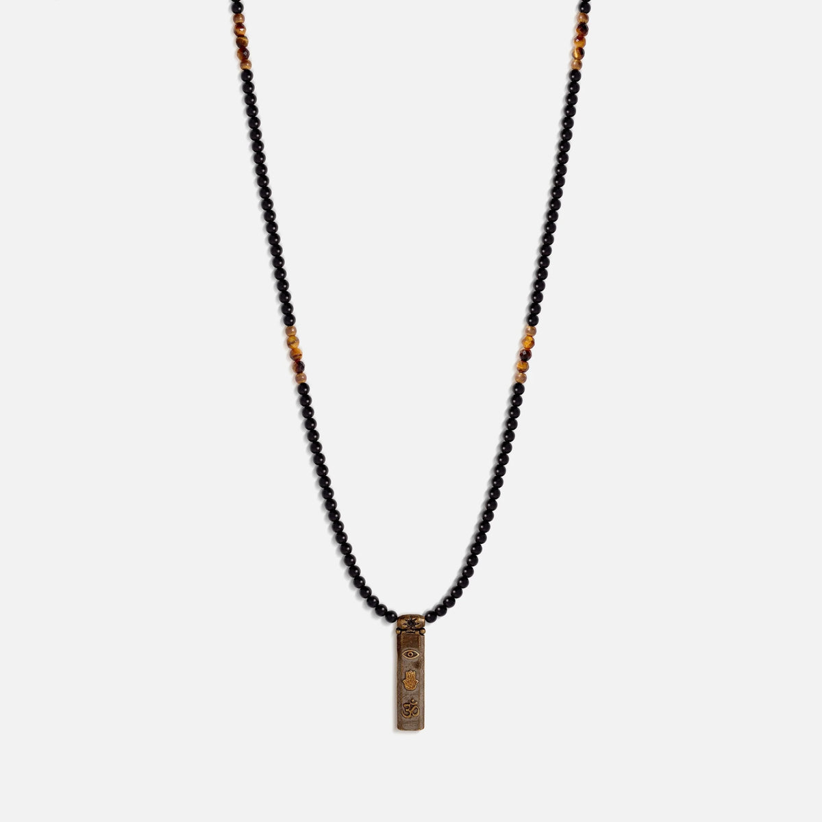 Divine Energy - Onyx Tiger's Eye Triple Protection Necklace - Che Cose Belle