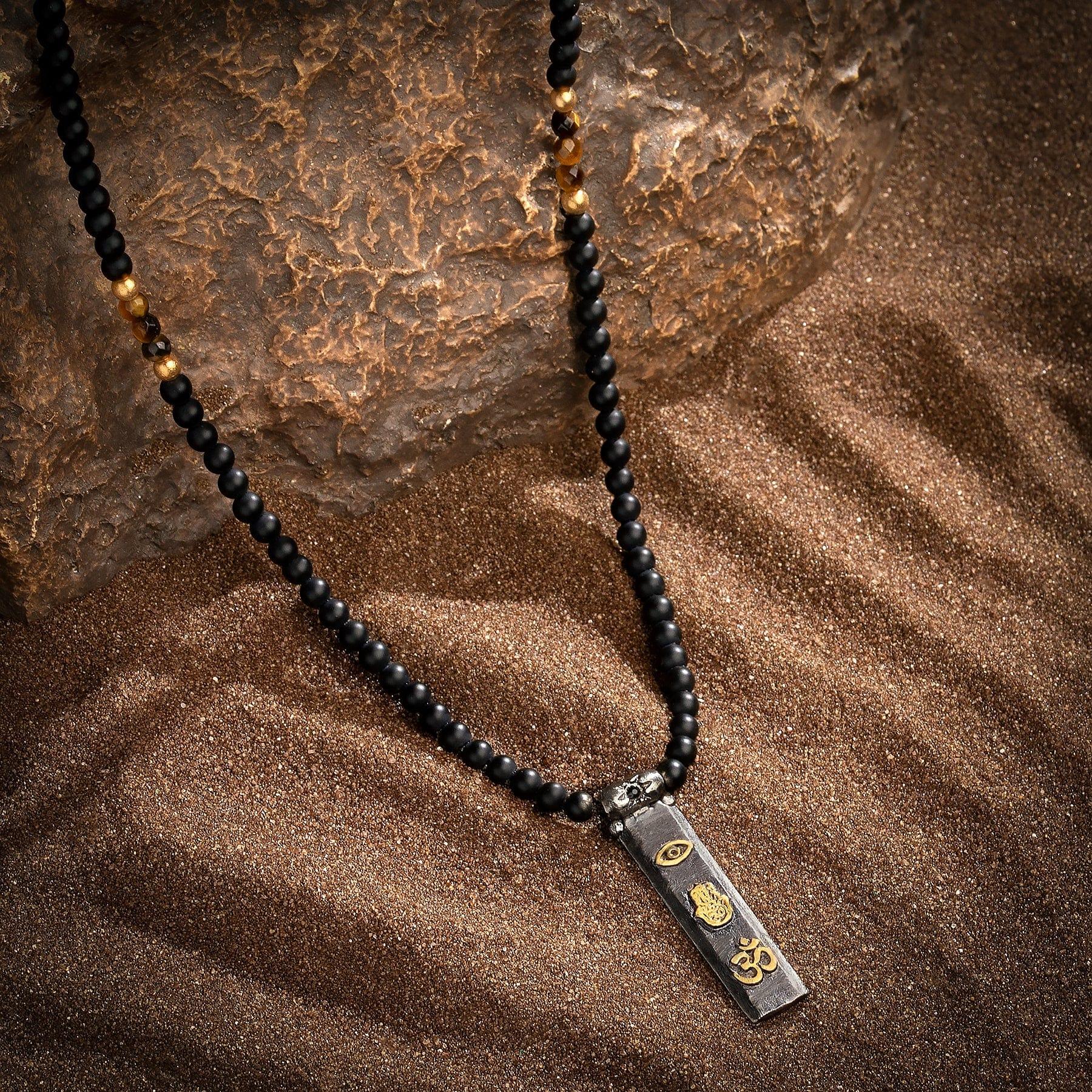 Divine Energy - Onyx Tiger's Eye Triple Protection Necklace - Che Cose Belle