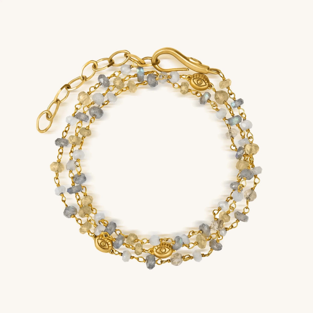 Divine Happiness - Citrine Labradorite Moonstone Wrap - Che Cose Belle