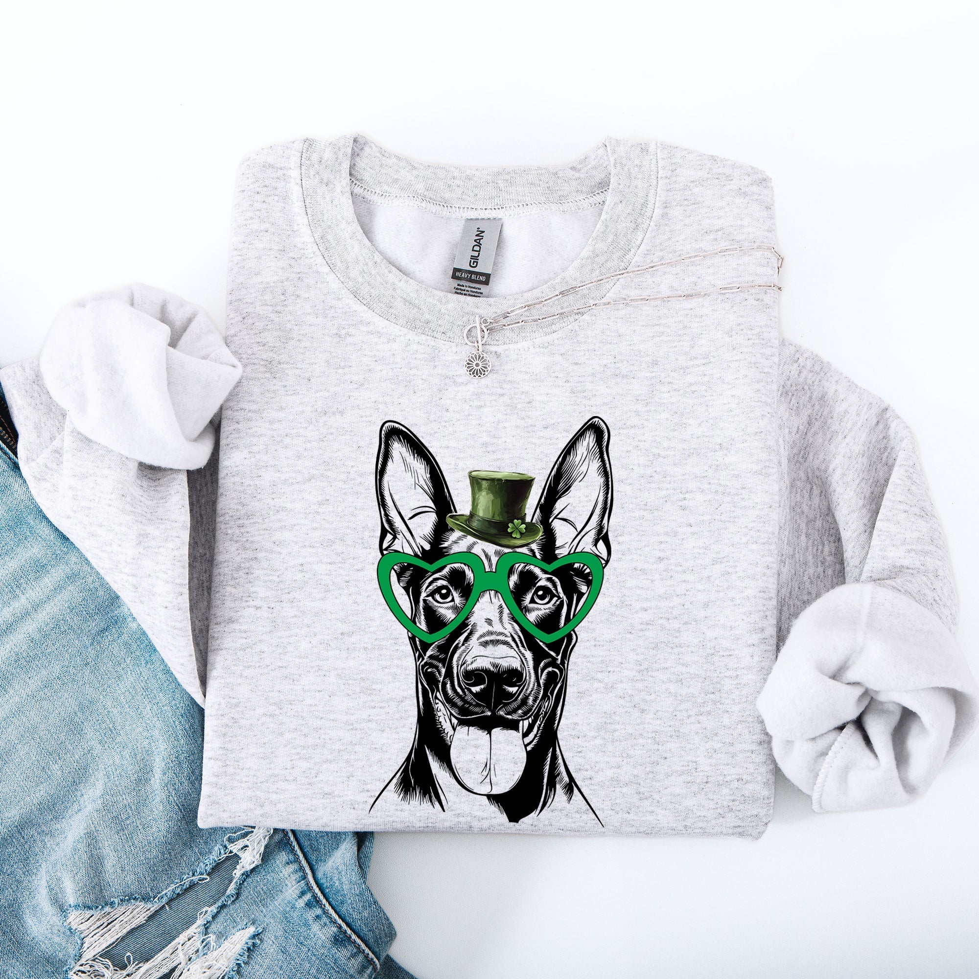 Doberman, Adorable Dog, St Patrick's Day, Lucky, Irish Sweatshirt - Che Cose Belle