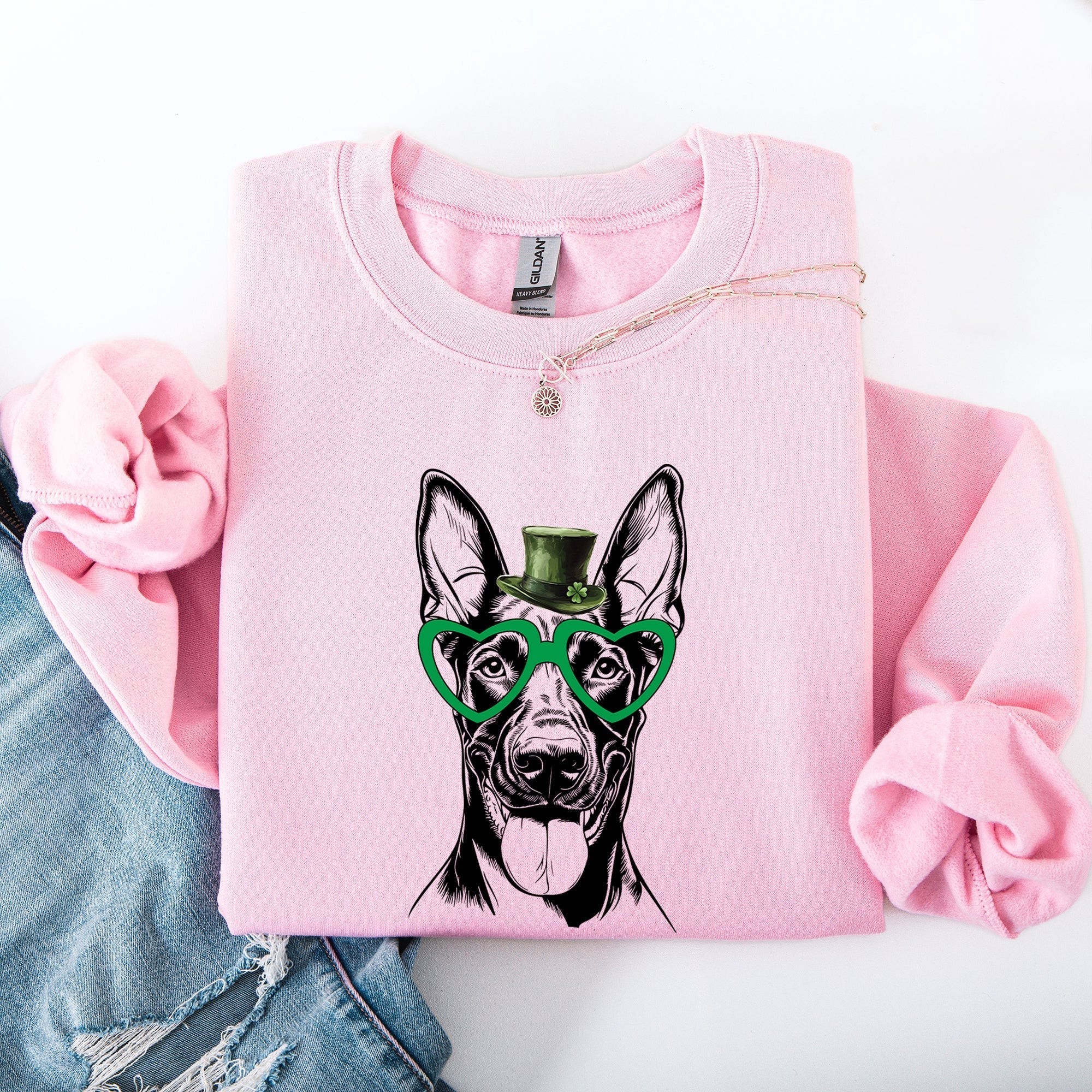 Doberman, Adorable Dog, St Patrick's Day, Lucky, Irish Sweatshirt - Che Cose Belle