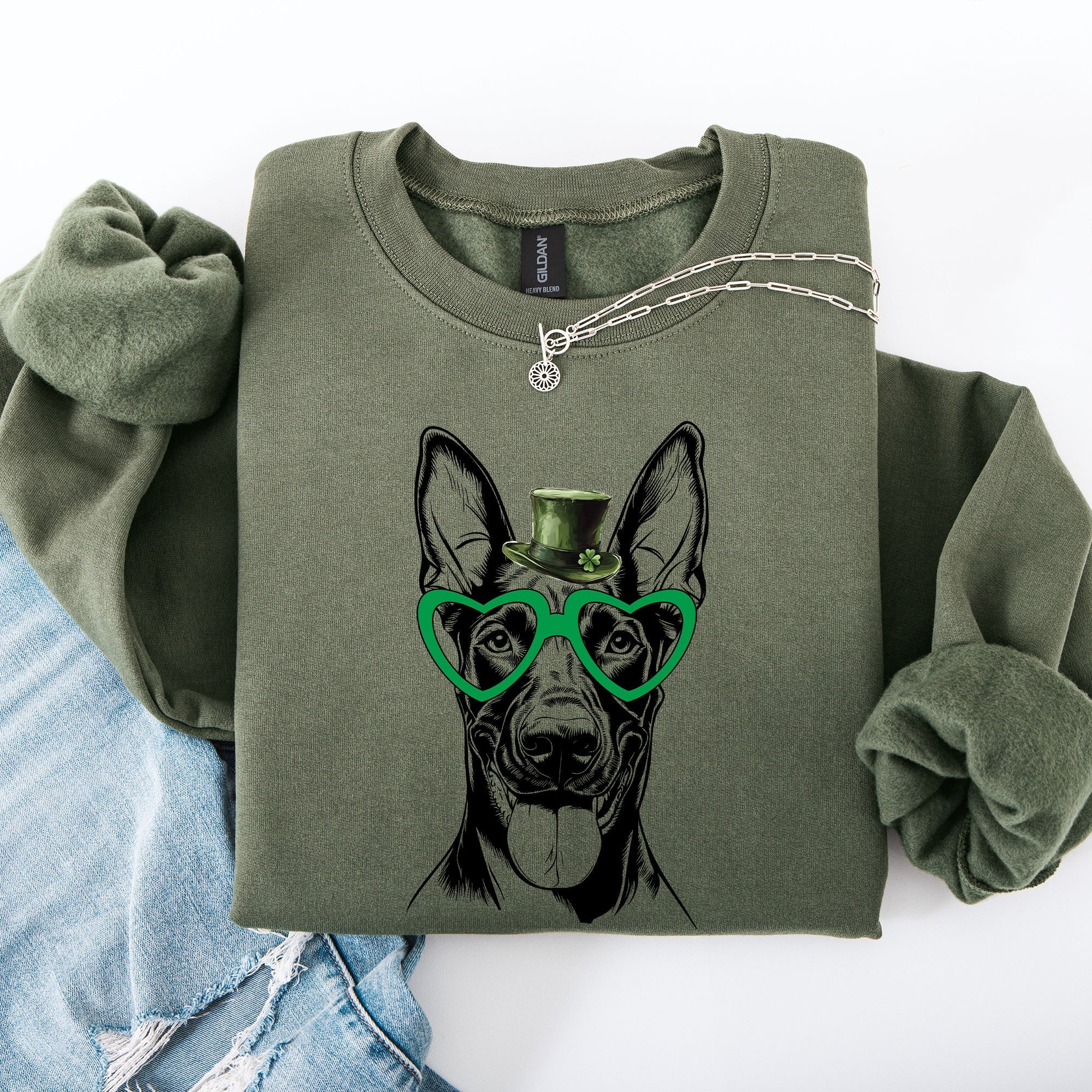 Doberman, Adorable Dog, St Patrick's Day, Lucky, Irish Sweatshirt - Che Cose Belle