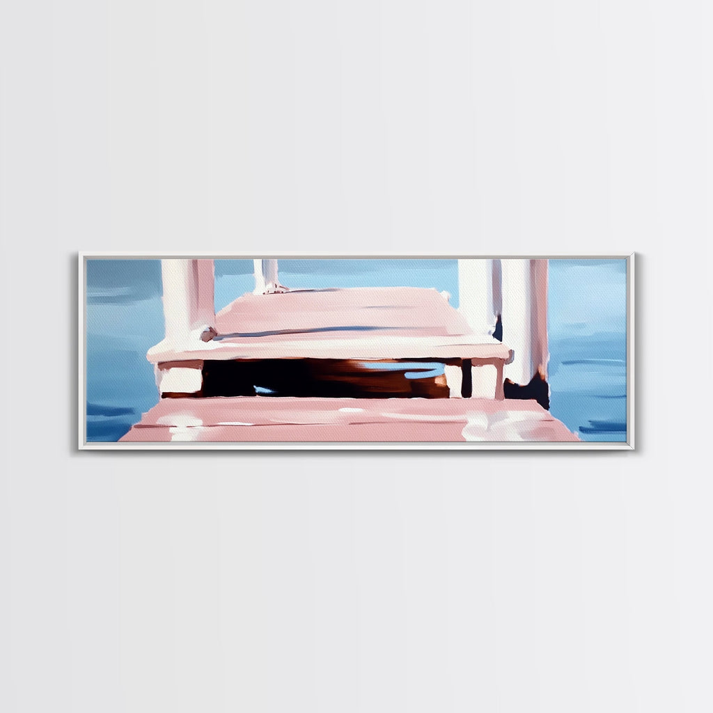 Dock on Water, Serene Reflection, Minimalist Art, Nautical Decor, Canvas Print, Coastal Home Art, Relaxing Wall Art, Lake House Decor - Che Cose Belle