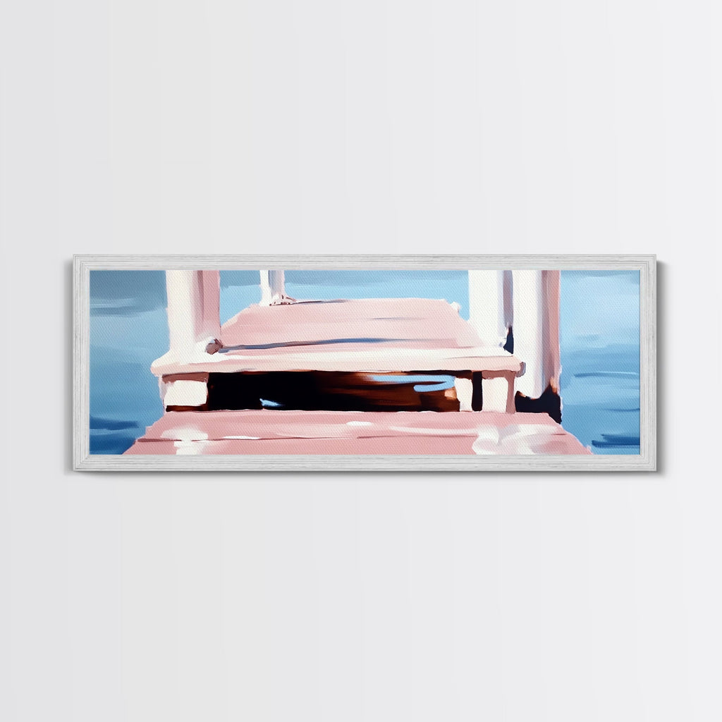 Dock on Water, Serene Reflection, Minimalist Art, Nautical Decor, Canvas Print, Coastal Home Art, Relaxing Wall Art, Lake House Decor - Che Cose Belle