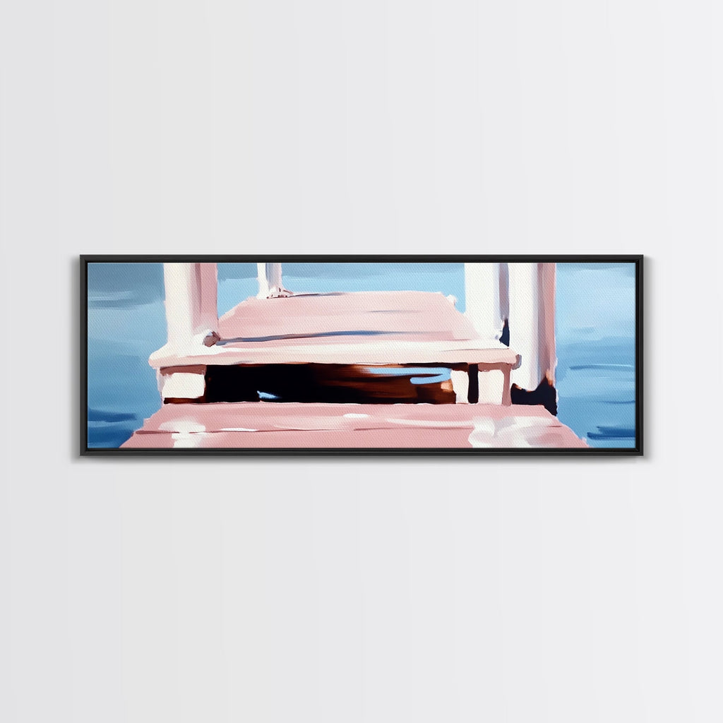 Dock on Water, Serene Reflection, Minimalist Art, Nautical Decor, Canvas Print, Coastal Home Art, Relaxing Wall Art, Lake House Decor - Che Cose Belle