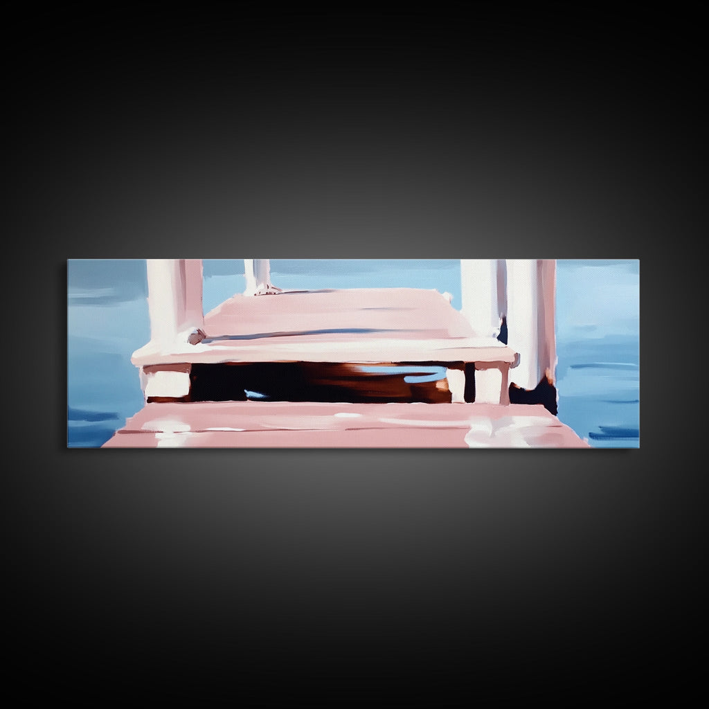 Dock on Water, Serene Reflection, Minimalist Art, Nautical Decor, Canvas Print, Coastal Home Art, Relaxing Wall Art, Lake House Decor - Che Cose Belle