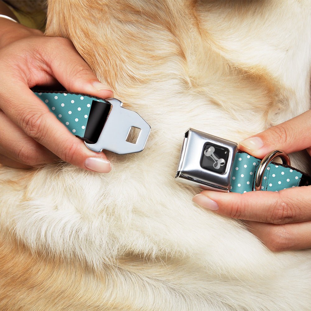 Dog Bone Seatbelt Buckle Collar - BUCKLE - DOWN Shapes Dot Turquoise/White/Black - Che Cose Belle