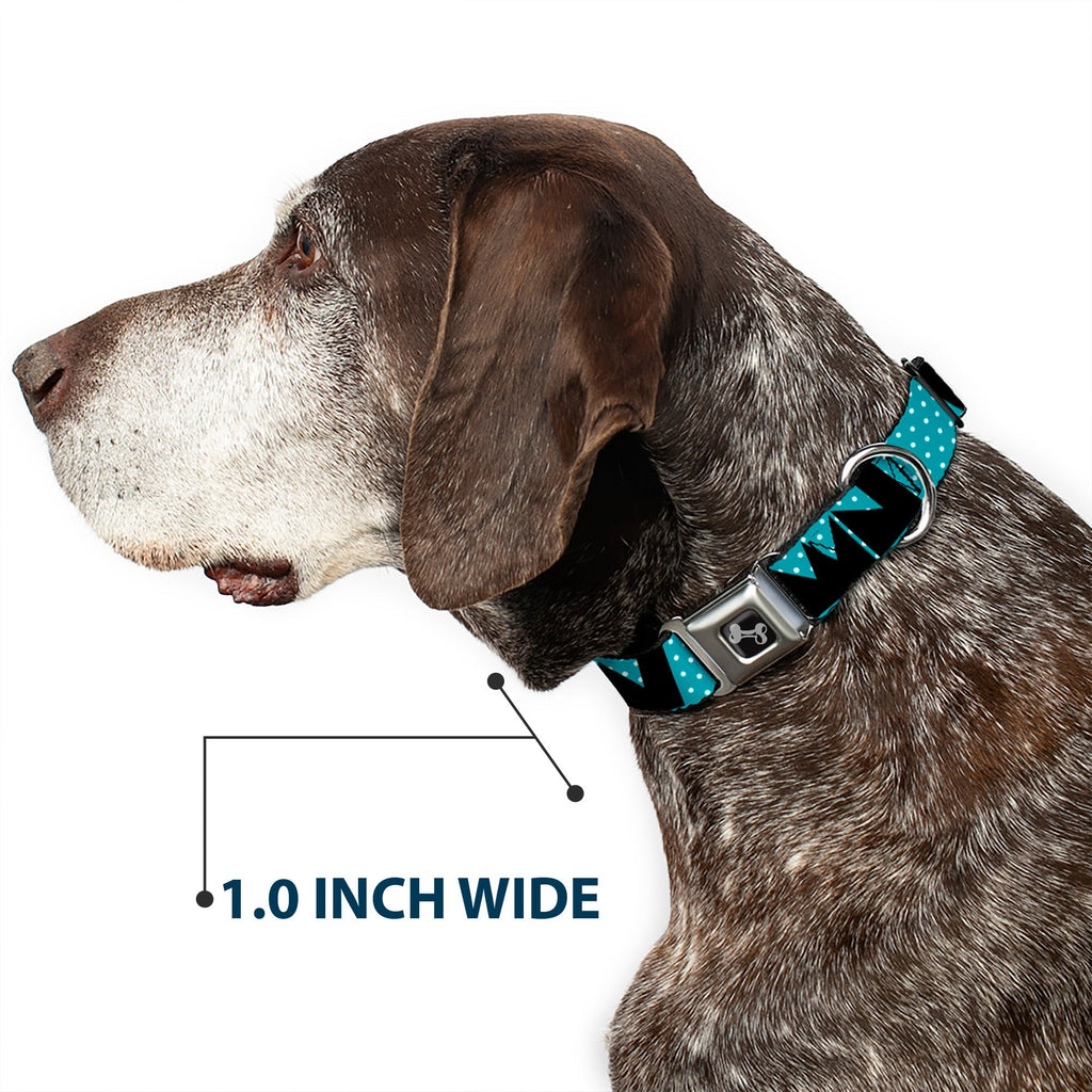 Dog Bone Seatbelt Buckle Collar - BUCKLE - DOWN Shapes Dot Turquoise/White/Black - Che Cose Belle