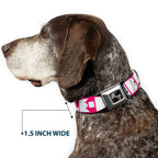 Dog Bone Seatbelt Buckle Collar - BUCKLE - DOWN Shapes Hot Pink/White - Che Cose Belle