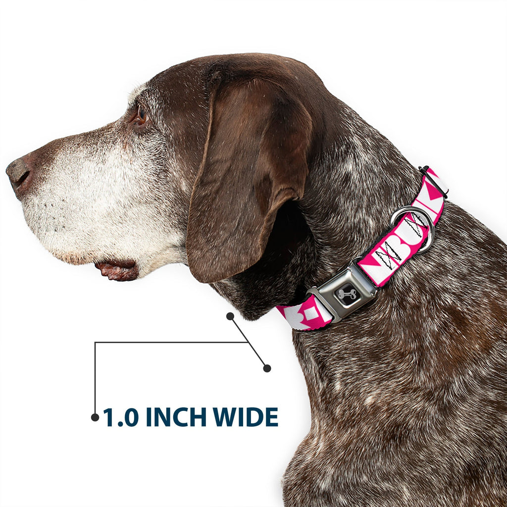 Dog Bone Seatbelt Buckle Collar - BUCKLE - DOWN Shapes Hot Pink/White - Che Cose Belle