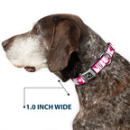 Dog Bone Seatbelt Buckle Collar - BUCKLE - DOWN Shapes Hot Pink/White - Che Cose Belle