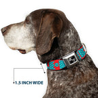 Dog Bone Seatbelt Buckle Collar - BUCKLE - DOWN Shapes Red/Dot Turquoise/White - Che Cose Belle