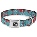 Dog Bone Seatbelt Buckle Collar - BUCKLE - DOWN Shapes Red/Dot Turquoise/White - Che Cose Belle
