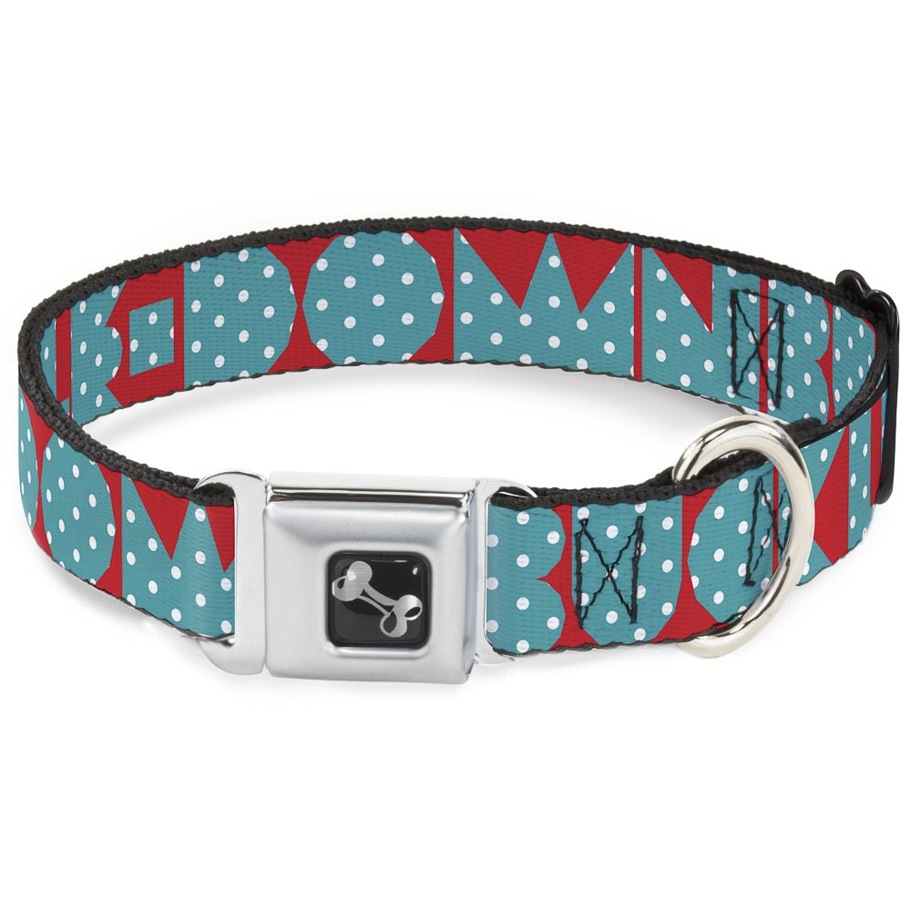 Dog Bone Seatbelt Buckle Collar - BUCKLE - DOWN Shapes Red/Dot Turquoise/White - Che Cose Belle