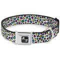 Dog Bone Seatbelt Buckle Collar - Leopard White/Multi Color - Che Cose Belle