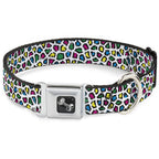 Dog Bone Seatbelt Buckle Collar - Leopard White/Multi Color - Che Cose Belle