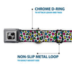 Dog Bone Seatbelt Buckle Collar - Leopard White/Multi Color - Che Cose Belle