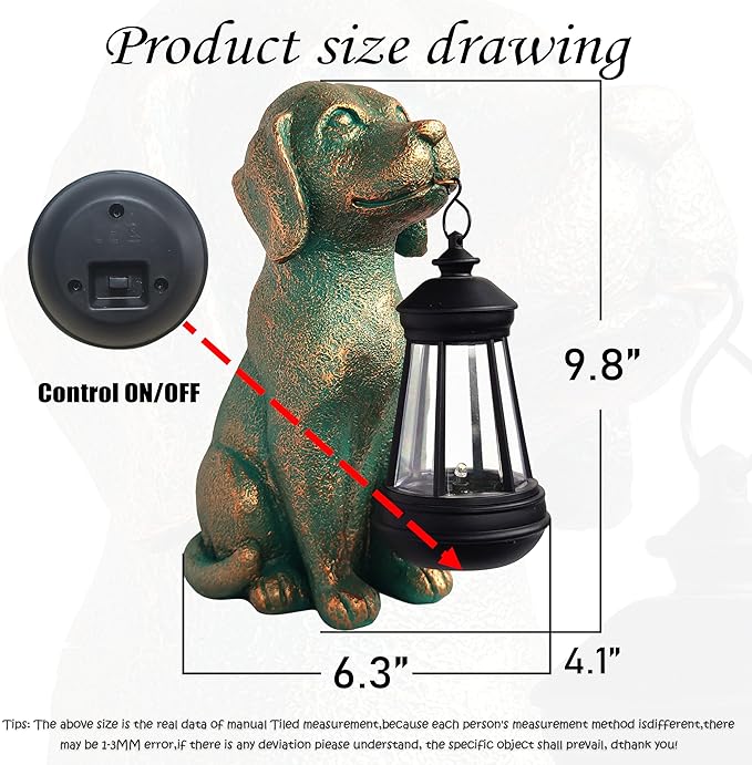 Dog Garden Statues with Solar Lantern Outdoor Decor - Dog Solar Figurines Lights Decorations for Patio Yard Lawn Ornaments - Gifts for Birthday Easter Housewarming - Che Cose Belle