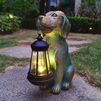 Dog Garden Statues with Solar Lantern Outdoor Decor - Dog Solar Figurines Lights Decorations for Patio Yard Lawn Ornaments - Gifts for Birthday Easter Housewarming - Che Cose Belle