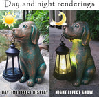 Dog Garden Statues with Solar Lantern Outdoor Decor - Dog Solar Figurines Lights Decorations for Patio Yard Lawn Ornaments - Gifts for Birthday Easter Housewarming - Che Cose Belle