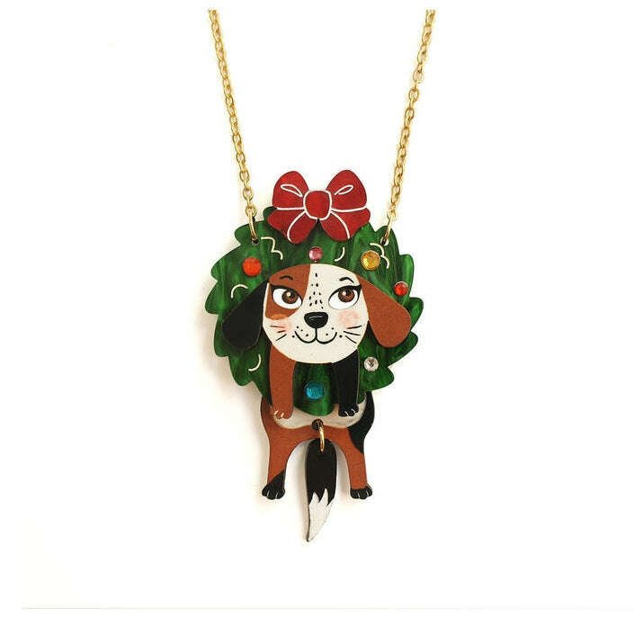 Dog in A Christmas Wreath Necklace by Laliblue - Che Cose Belle