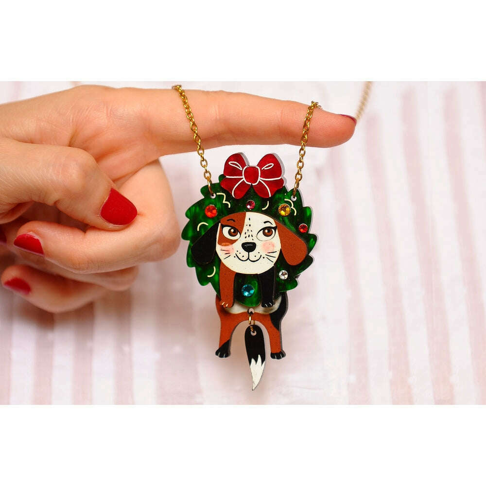 Dog in A Christmas Wreath Necklace by Laliblue - Che Cose Belle
